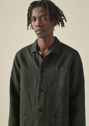 Garment Dyed Herringbone Jacket | Dark Moss | TOAST
