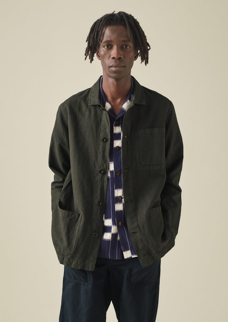 Garment Dyed Herringbone Jacket | Dark Moss | TOAST