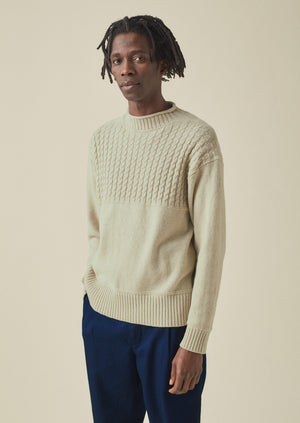 Gansey Yoke Wool Cotton Sweater | Stone | TOAST