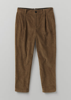 Organic Cord Single Pleat Tapered Trousers | Earth