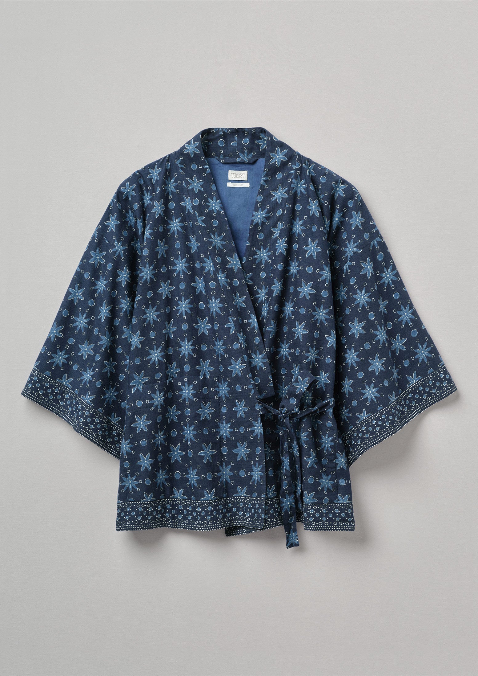 Starfish Print Cotton Lounge Jacket | Denim Blue