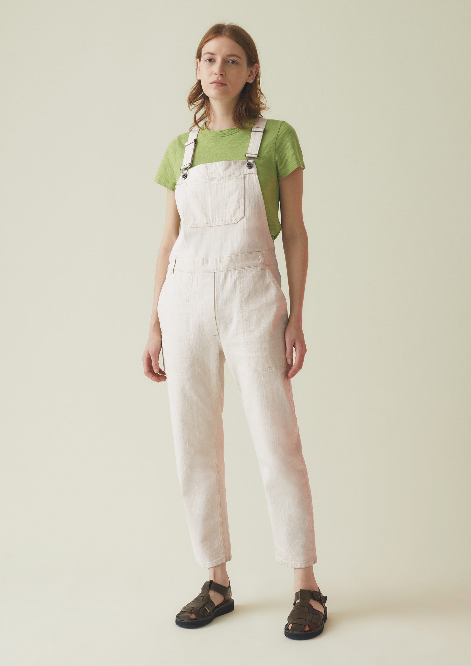 Jessa Ecru Denim Dungarees | Ecru