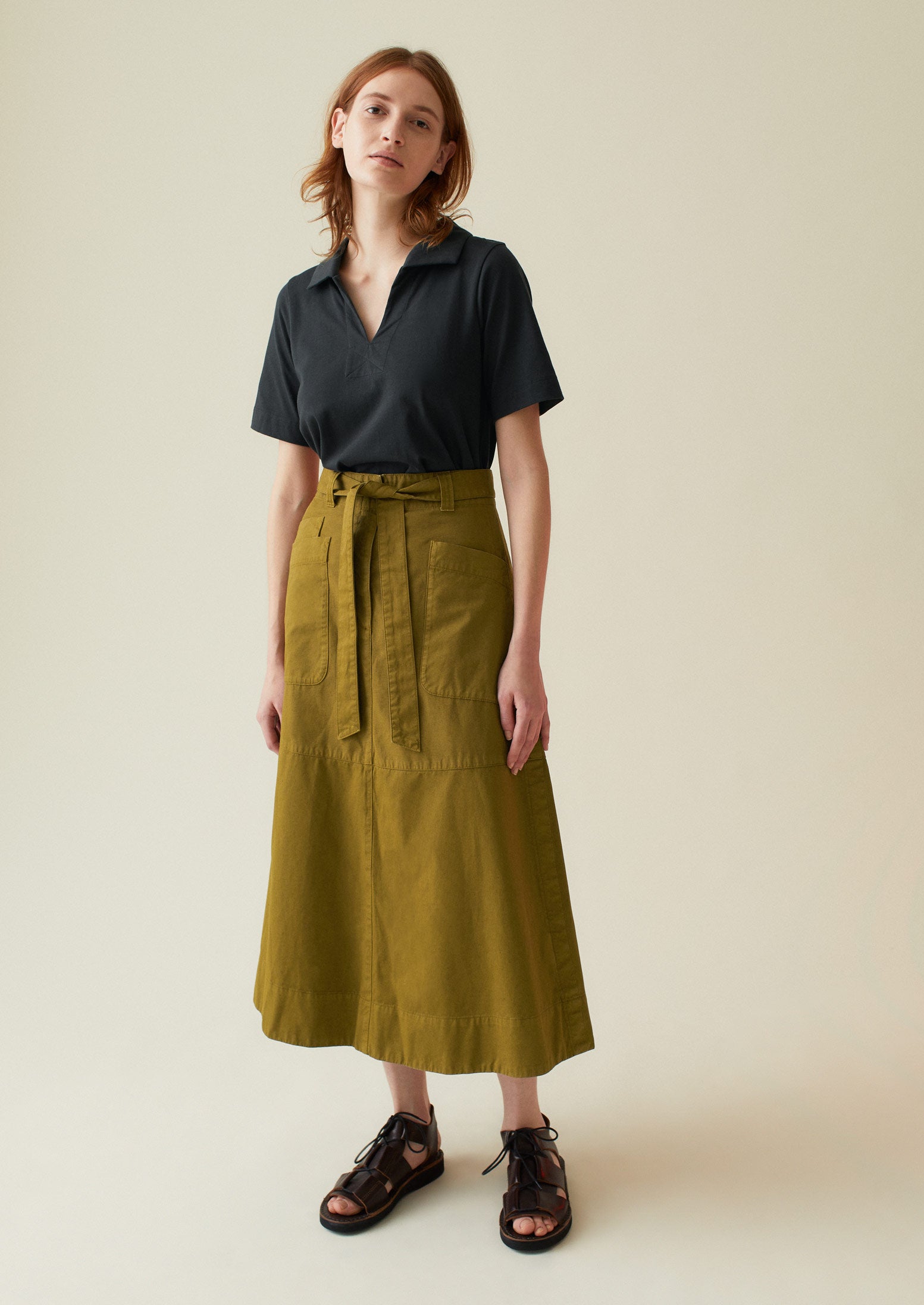 A Line Cotton Linen Skirt | Breen