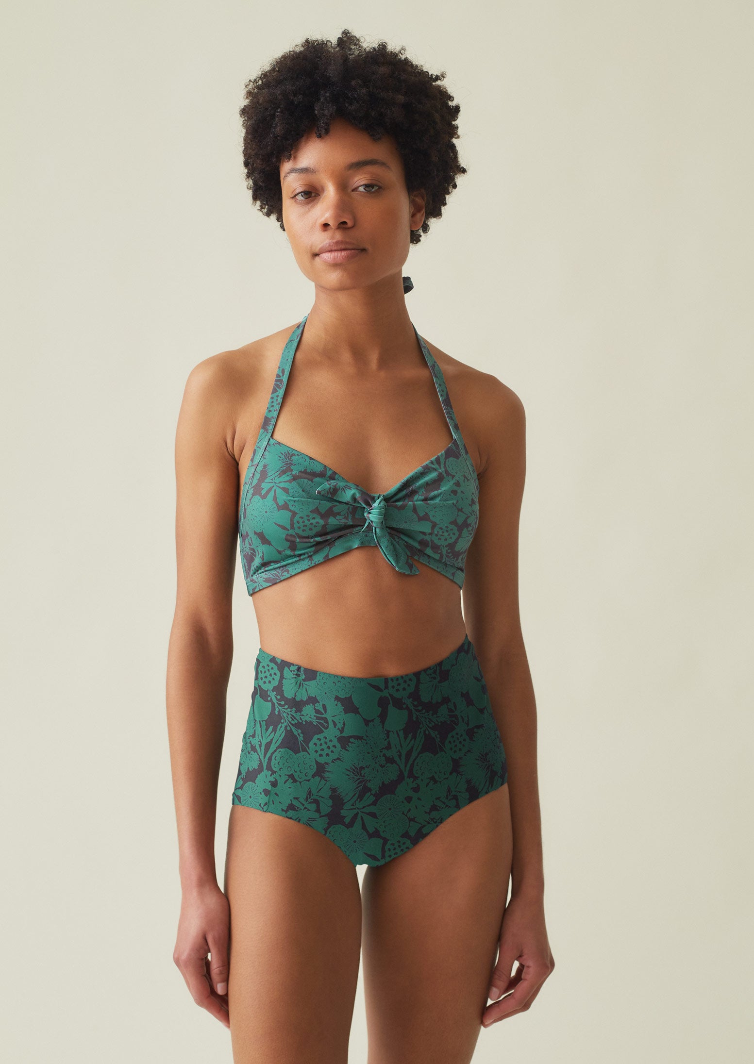 Recycled Flotsam Print Bikini Top | Sea Green