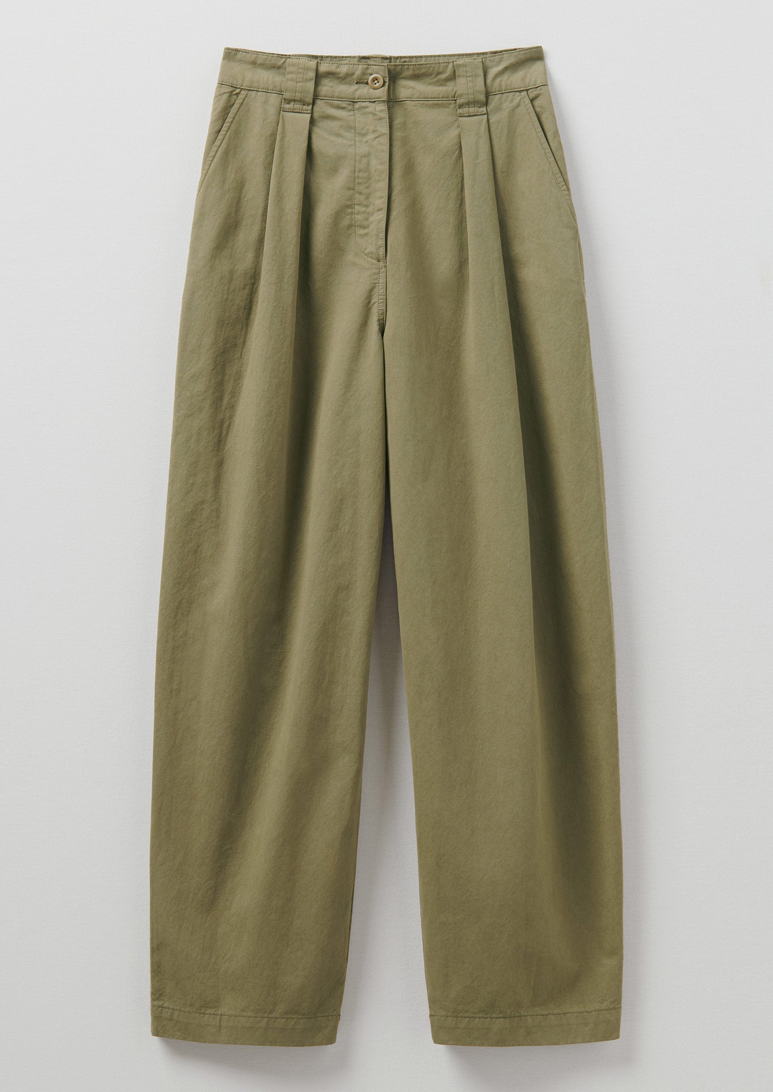 Cotton Linen Twill Trousers | Olive Leaf