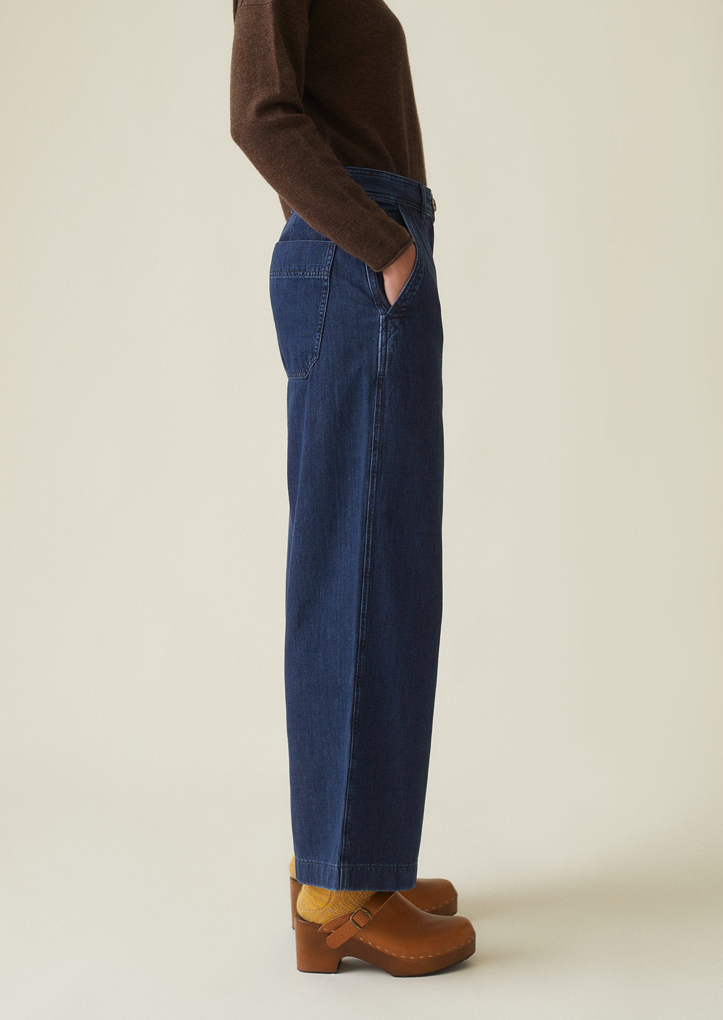 Flat Front Denim Trousers | Indigo | TOAST