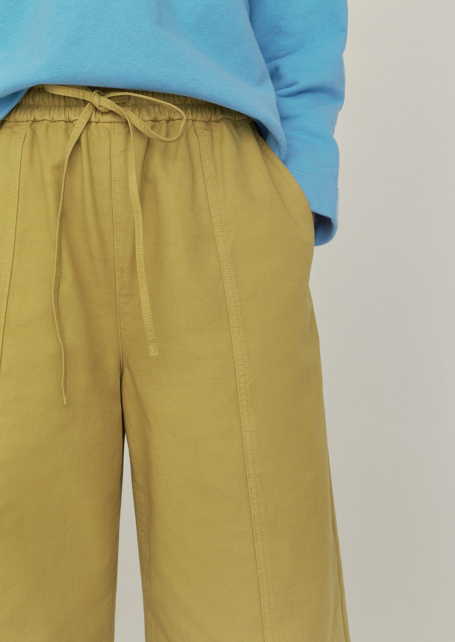 Wide Leg Cotton Trousers | Fawn