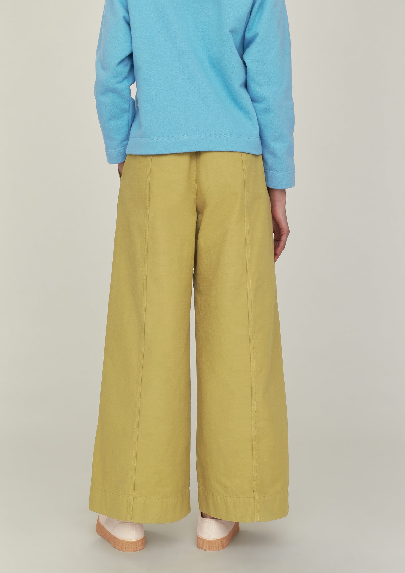 Wide Leg Cotton Trousers | Fawn