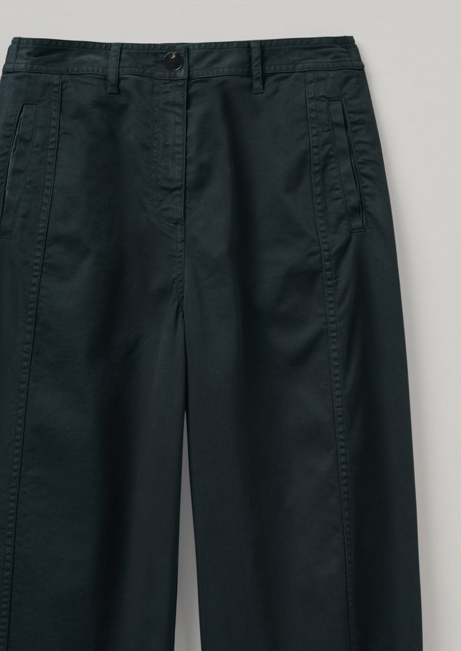 Kathe Flat Front Cotton Twill Trousers | Slate Navy