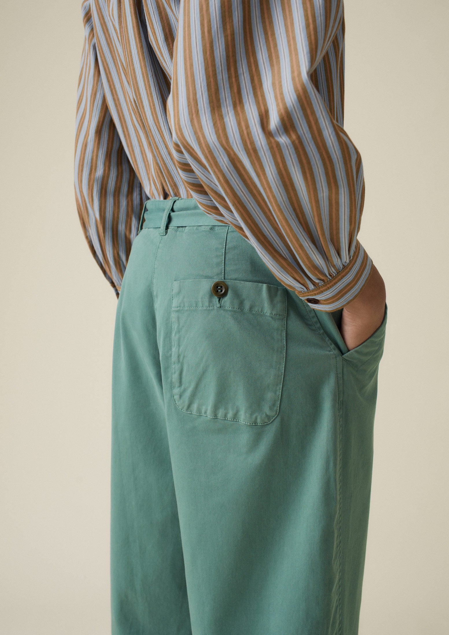 Forward Seam Cotton Trousers | Thorn Green