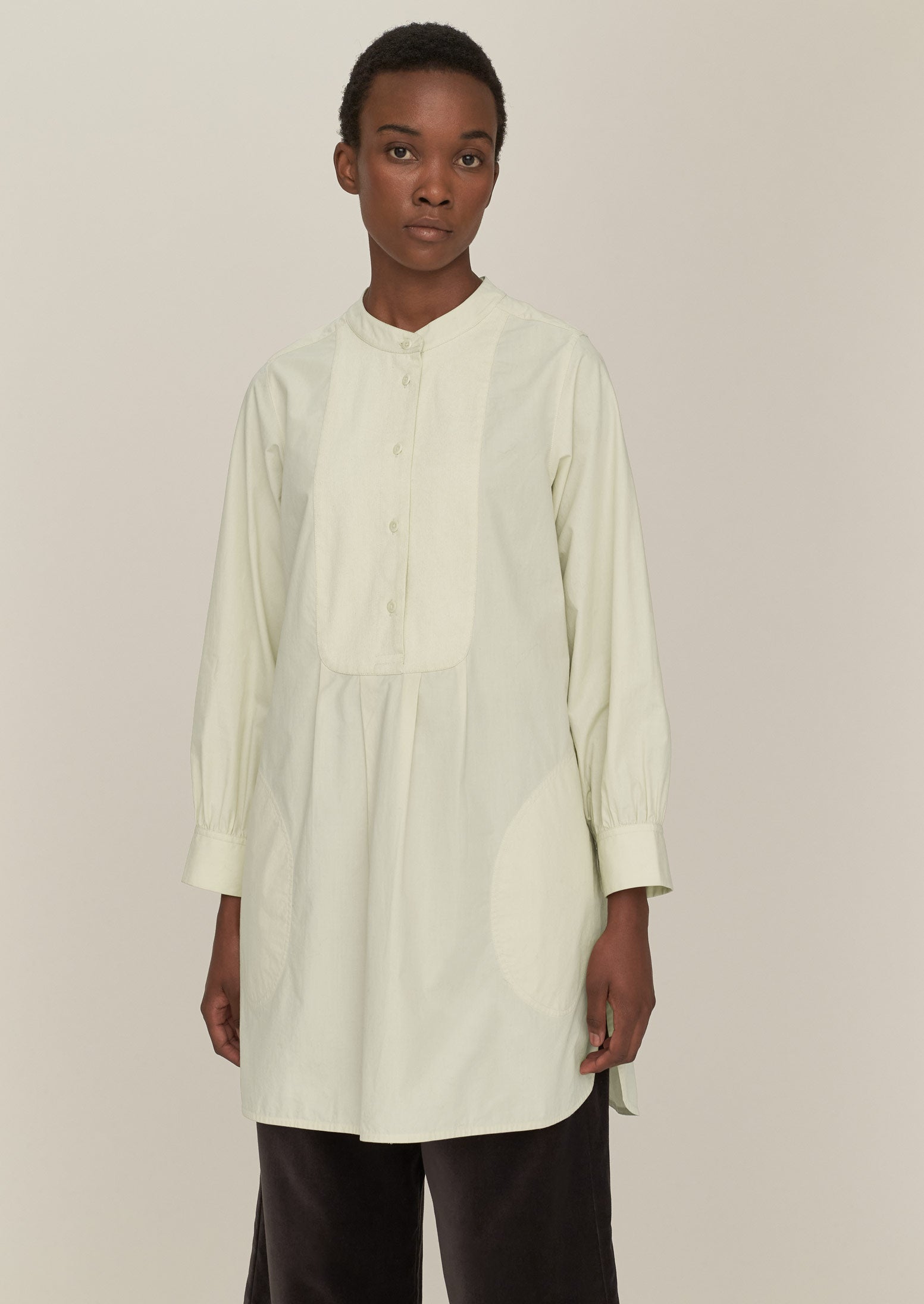 Cotton Pique Long Shirt | Ecru