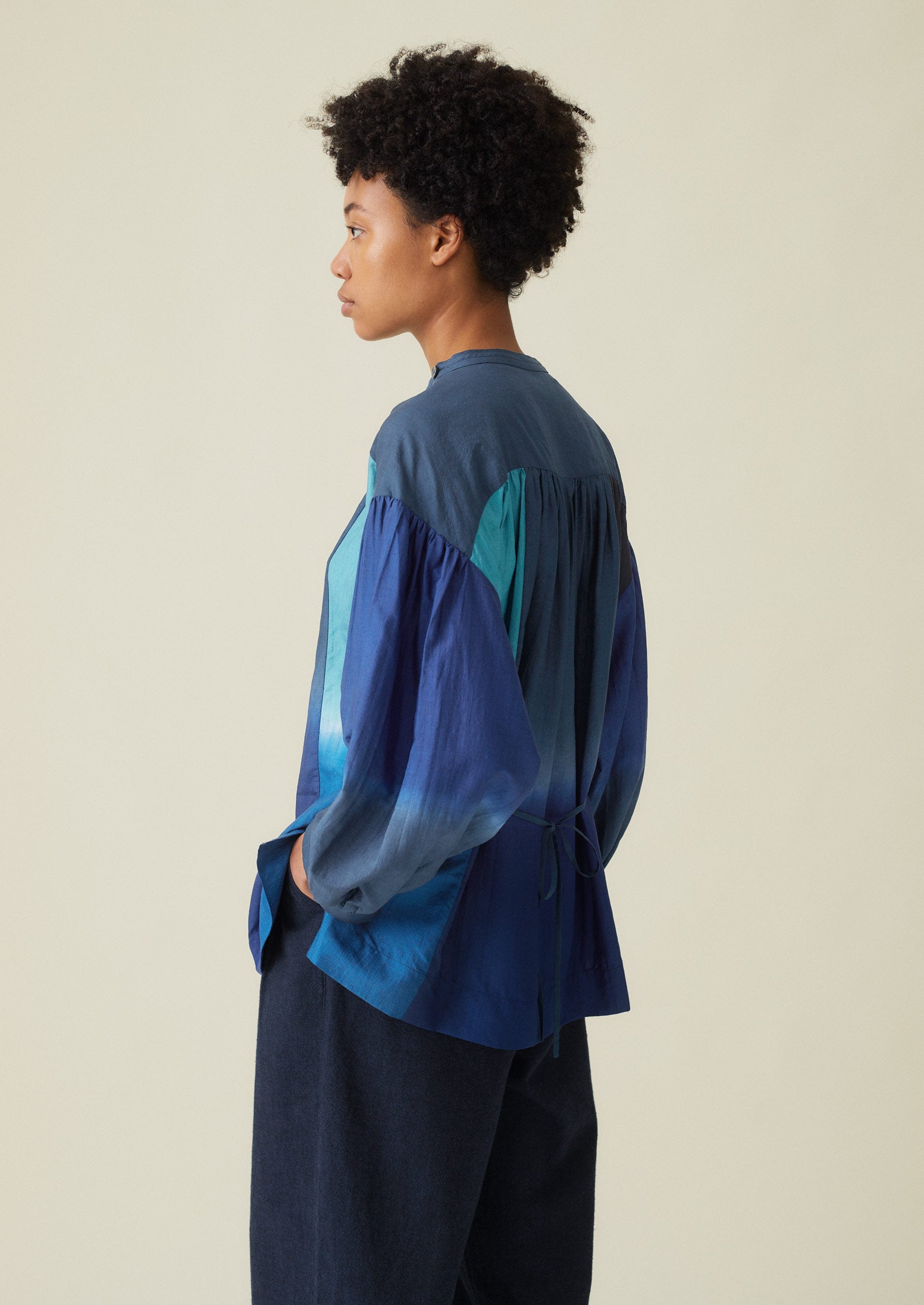 Dip Dye Silk Shirt | Blue Multi