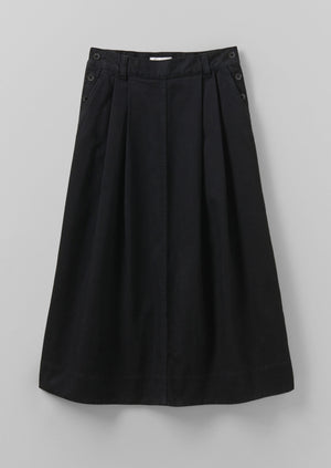 black denim skirt in store