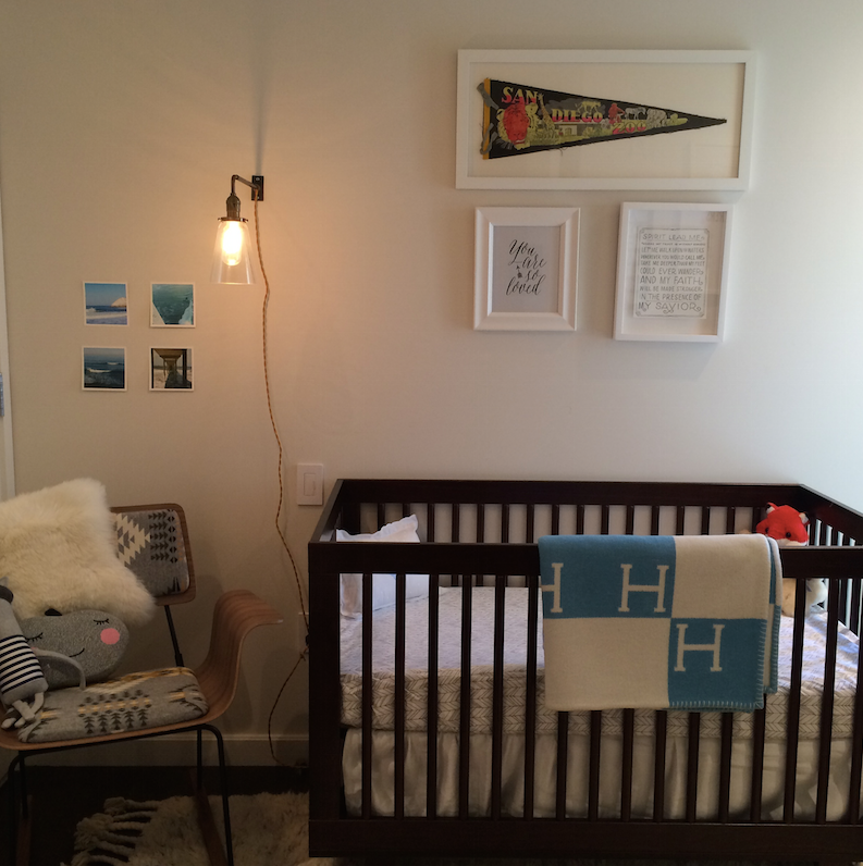 Molly Graves, Ryan Graves, Uber, Ryan Uber, Nursery, Nursery decor, nursery style, baby boy, boys space, boys room, crib, rocking chair, light fixture