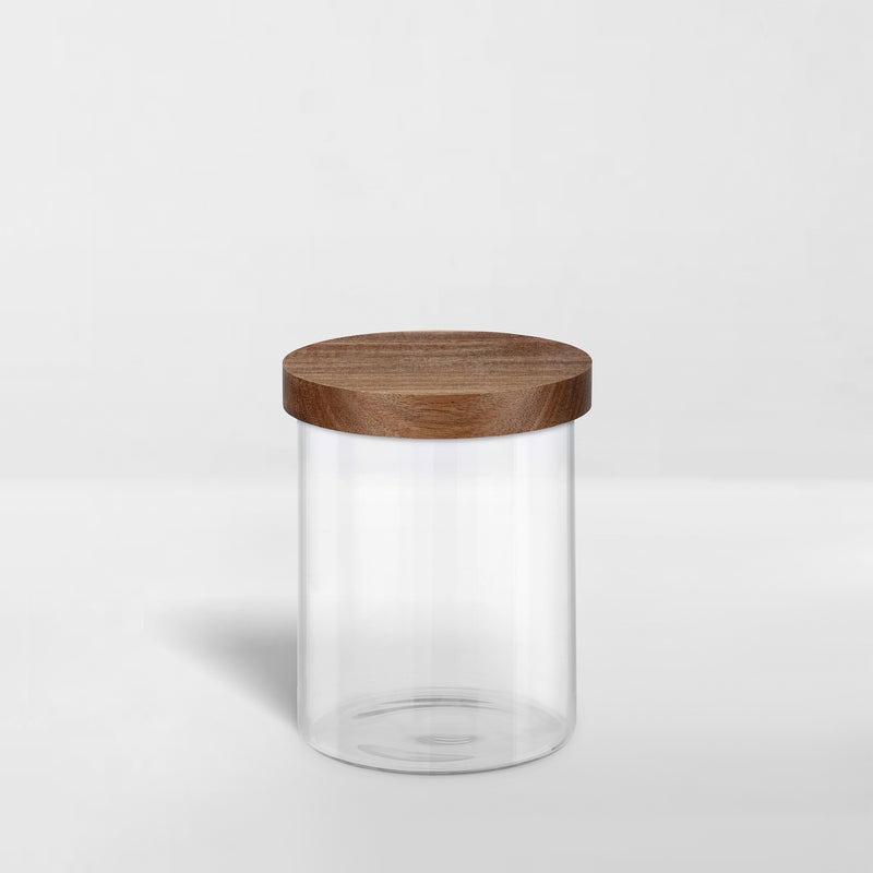 Glass Container with Acacia Lid Medium