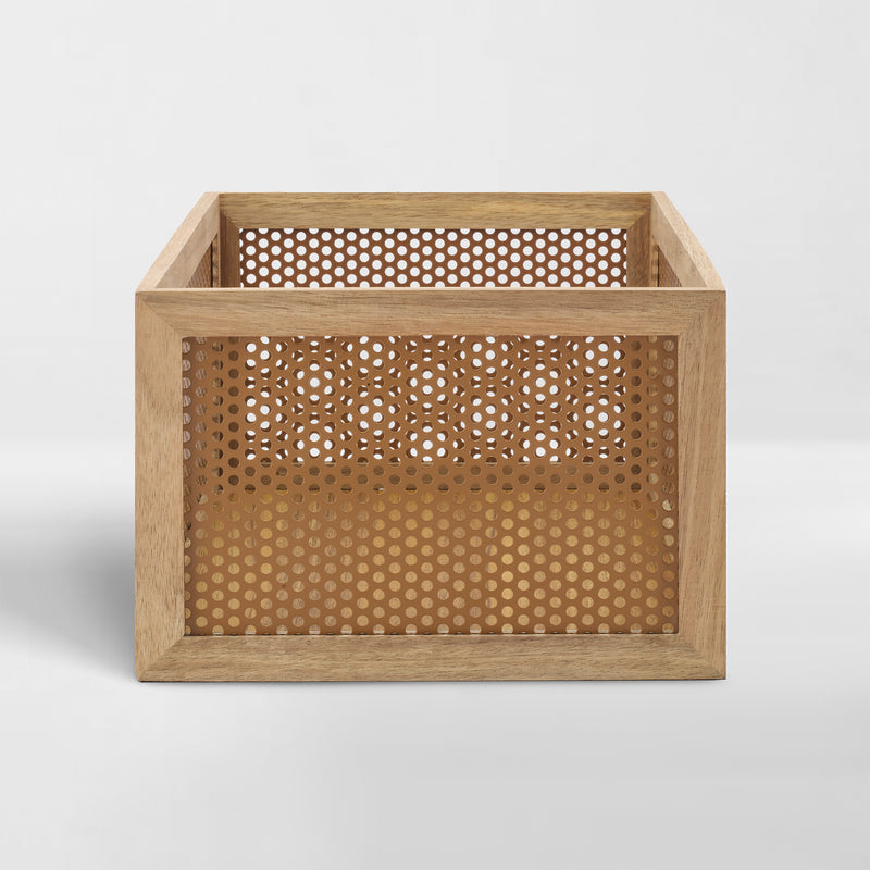 Perforated Acacia Baskets - Black