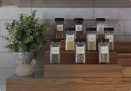 Essential Spice Jar Collection with Riser