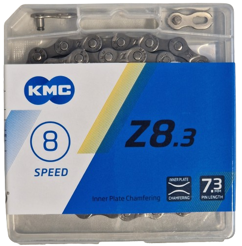 Km Z8.3 fietsketting 8 speed 1/2x3/32 114 schakels grijs/bruin in doosje