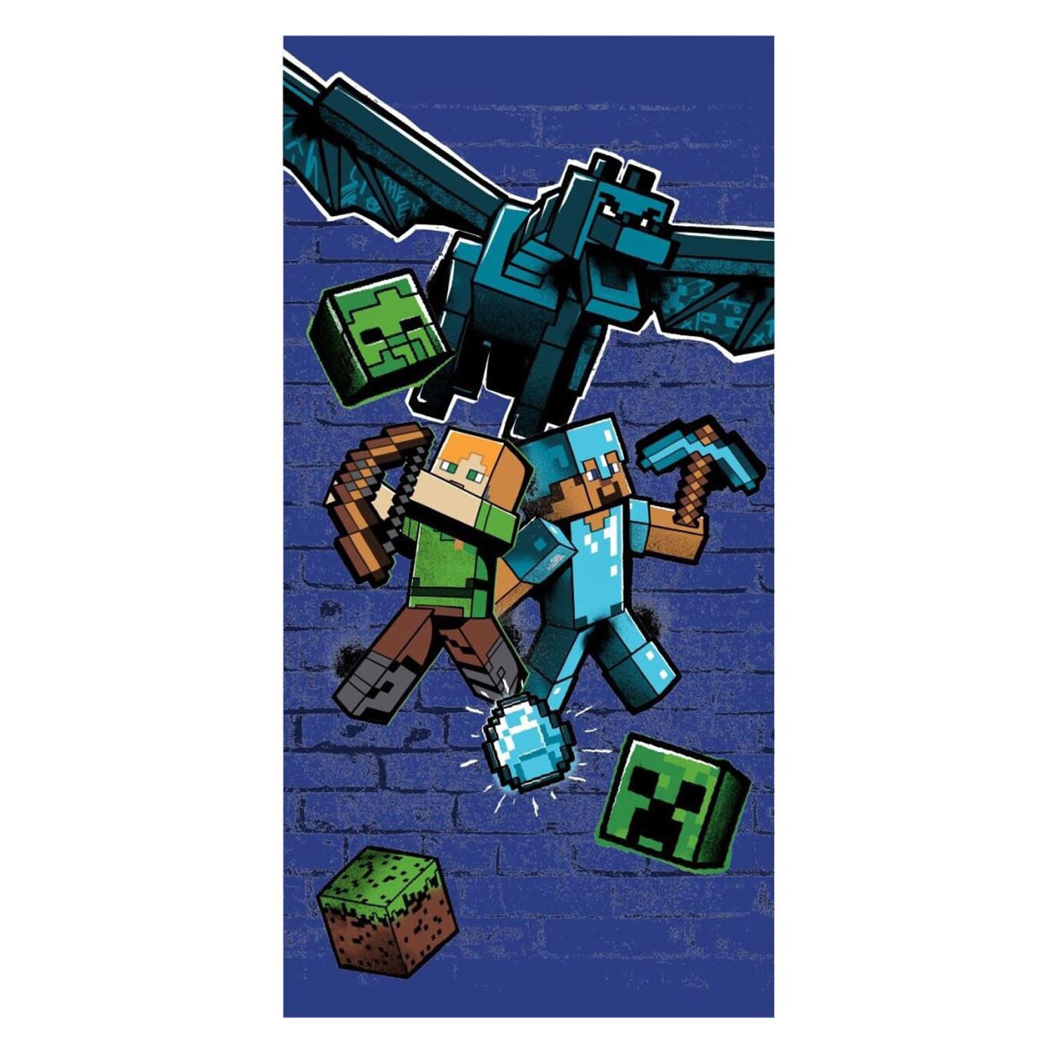 Minecraft Strandlaken - 70x140 cm - Blauw