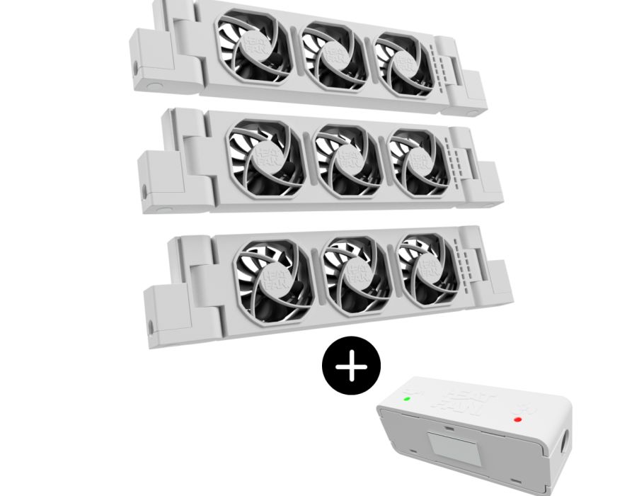 Heatfan 3 Basic - Radiator Ventilator met Smart Sensor - 3 Stuks - Universele Maat - Convector Ventilator Zonder Geluid - Wit