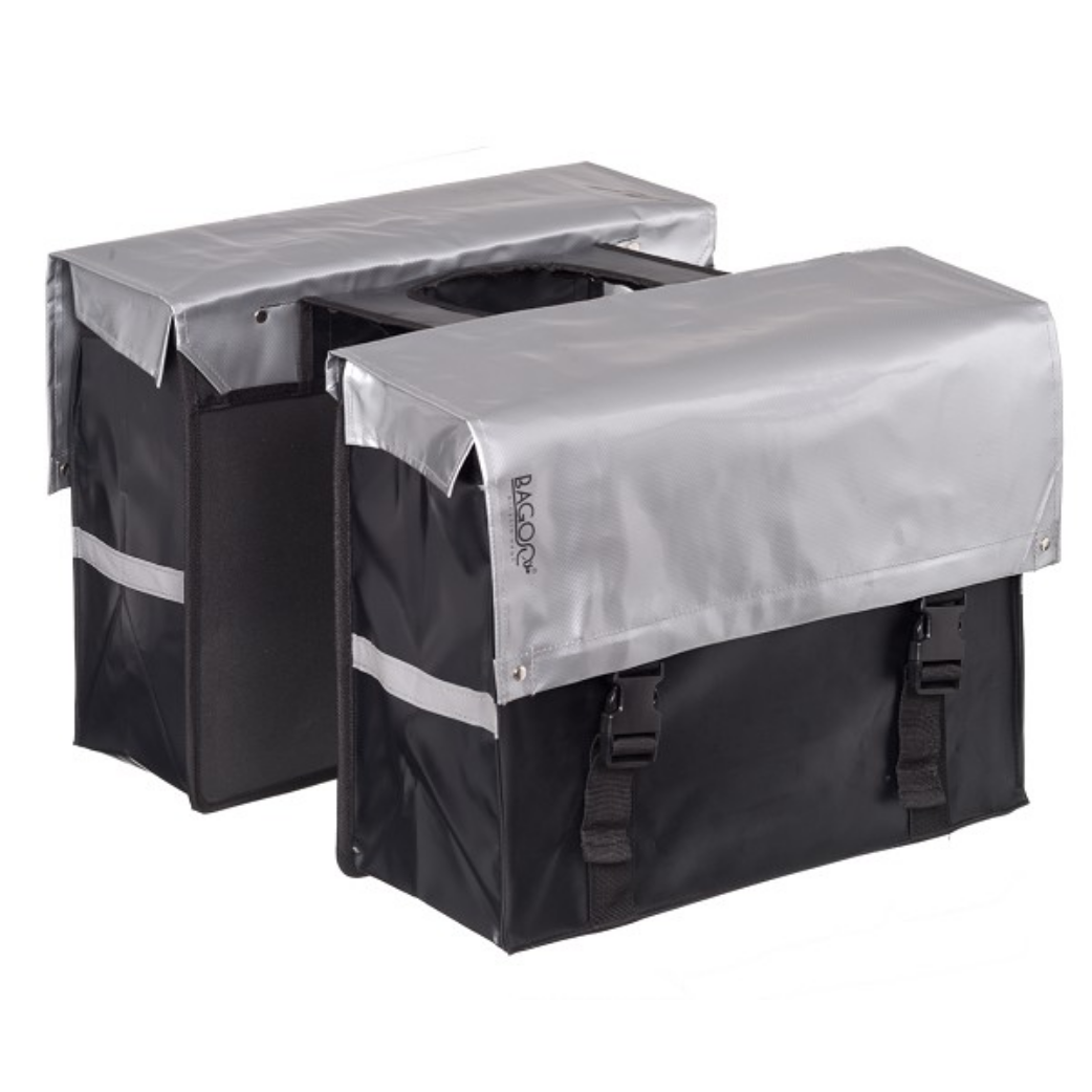 Bagoo Dubbele Fietstas Bisonyl 46 Liter Zilver/zwart