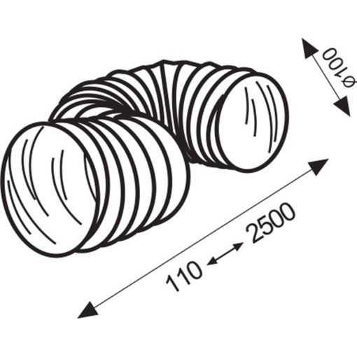 Slang flexibel pvc/wit 100 mm 2,5 meter