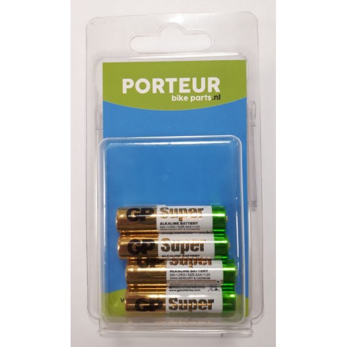 Batterij Porteur aaa alkaline per 4st