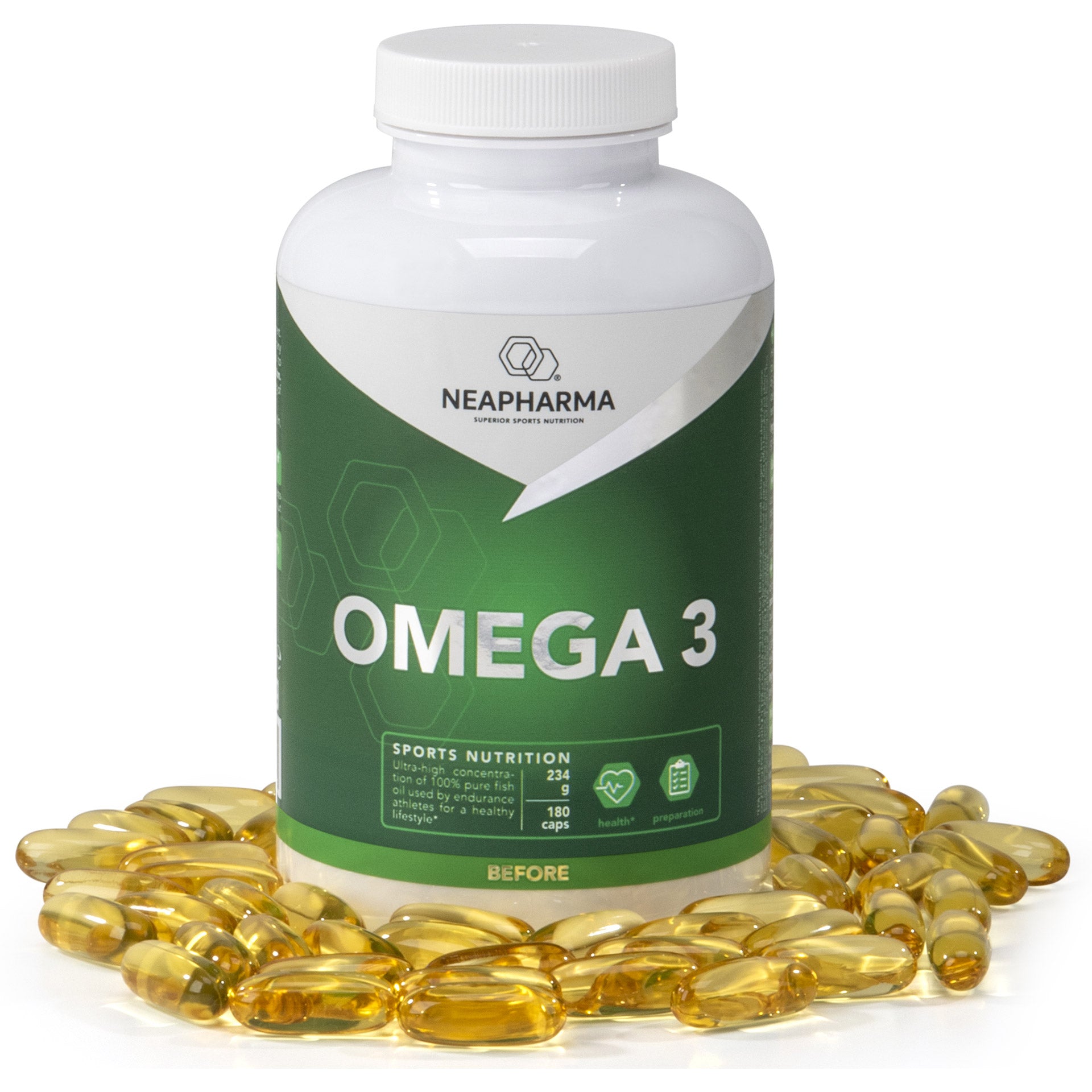 Neapharma Omega 3 - Zuivere visolie - 180 capsules - makkelijk verteerbaar - nieuwste formule (2023) voor optimale opname & vertering