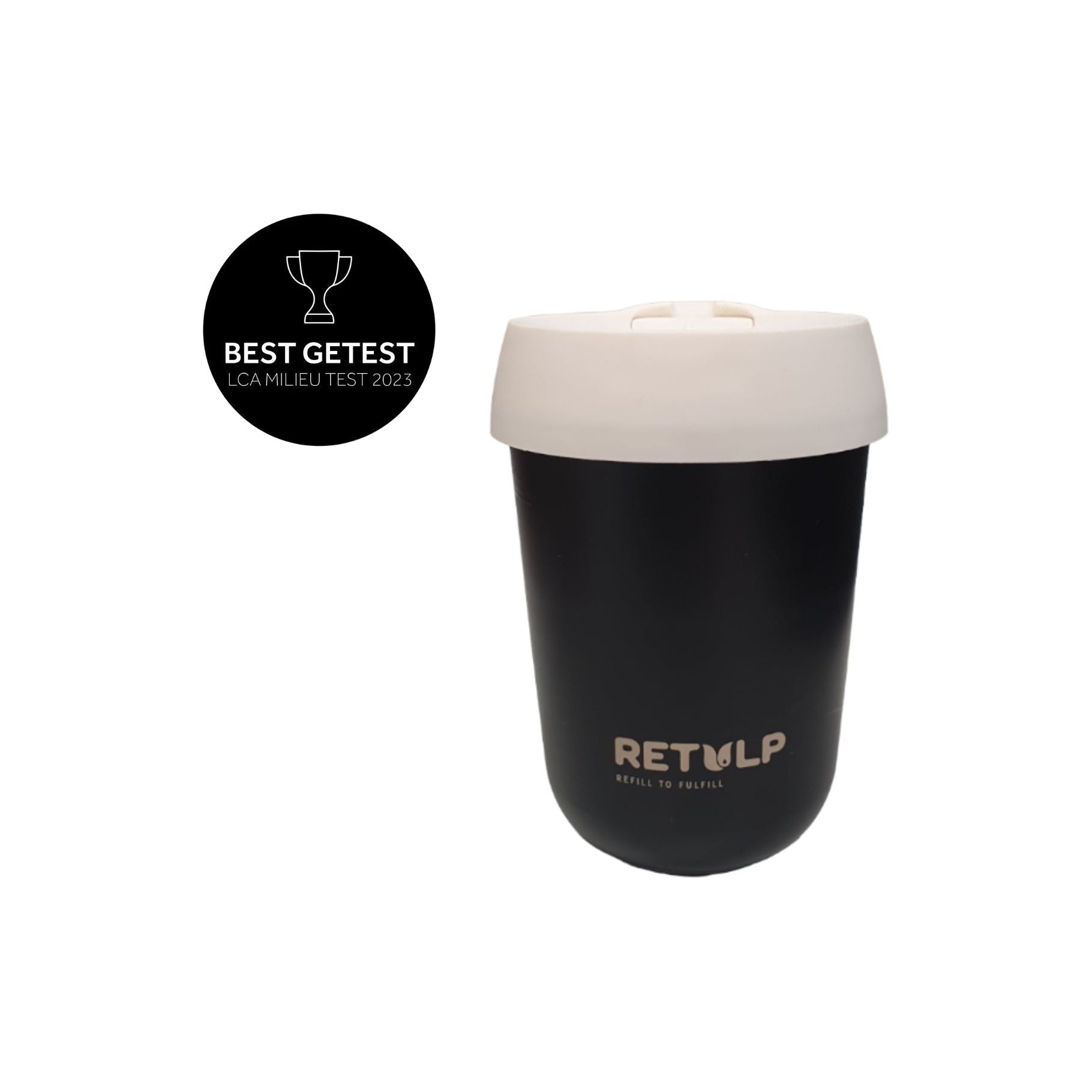 Retulp Travel Cup - Koffiebeker to go - 275 ml - Black & Chalk White