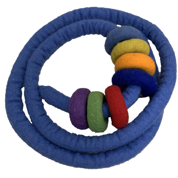 Papoose Toys Blue Felt Rope and 7 Felt Doughnuts