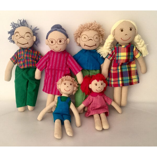 Papoose Toys Caucasian Family Rag Dolls