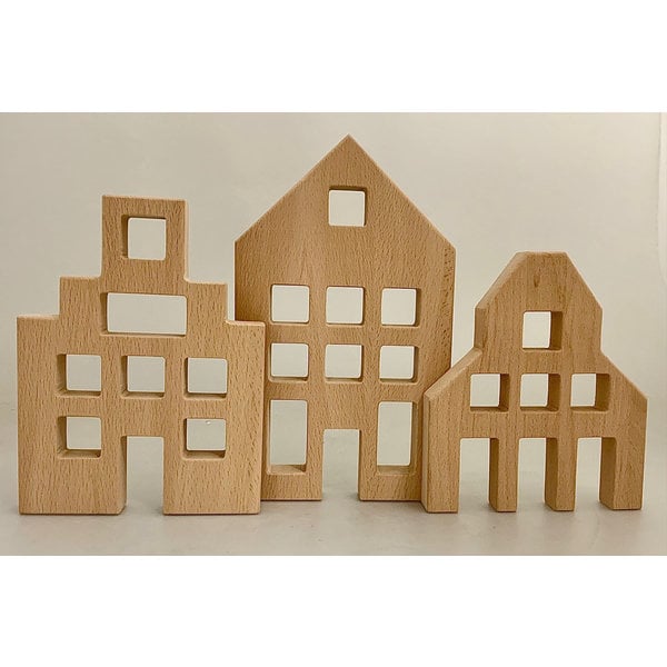 Papoose Toys Dutch Wood Houses/3pc