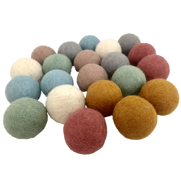 Papoose Toys Earth Felt Balls 3.5cm/28pc