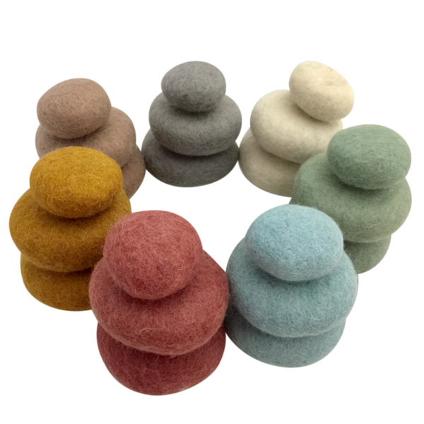 Papoose Toys Earth Felt Pebbles/21 stuks