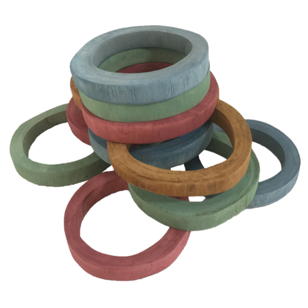 Papoose Toys Earth Wood Rings/12pc