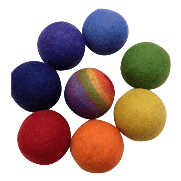 Papoose Toys Felt Balls Rainbow/8