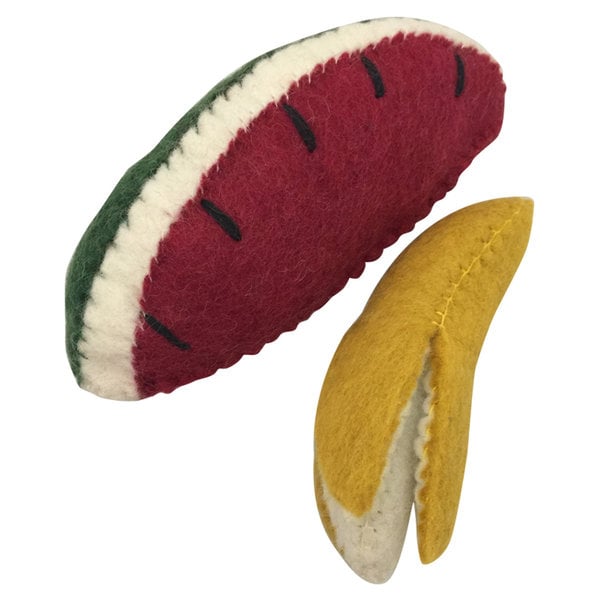 Papoose Toys Fruit Banana, Watermelon slice