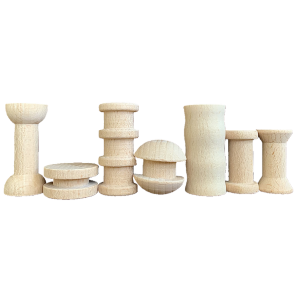 Papoose Toys Mini Natural Spool Set/49pc