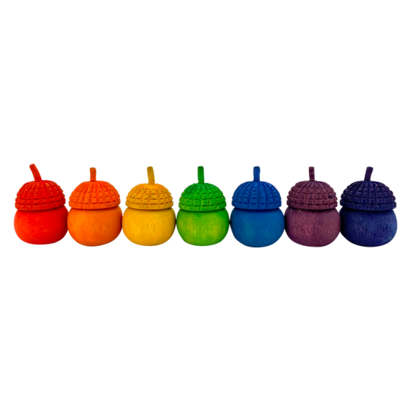 Papoose Toys Mini Rainbow Acorn Pots/7pc