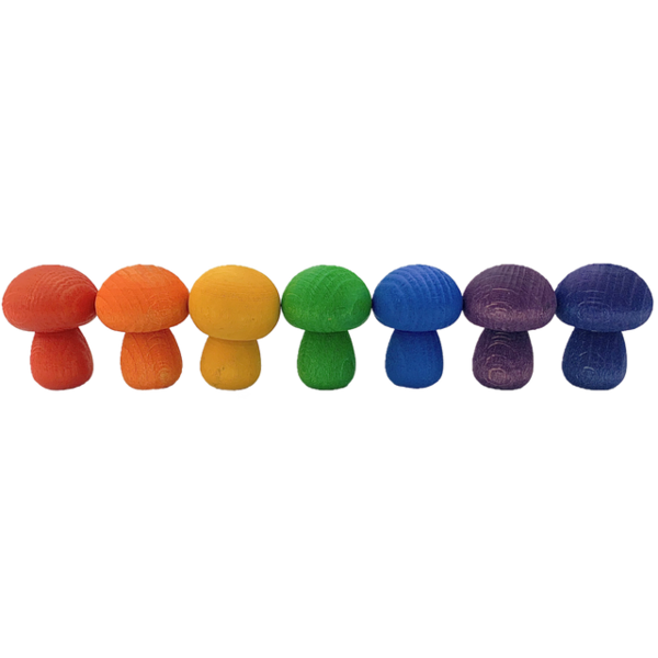 Papoose Toys Mini Rainbow Mushroom/7pc