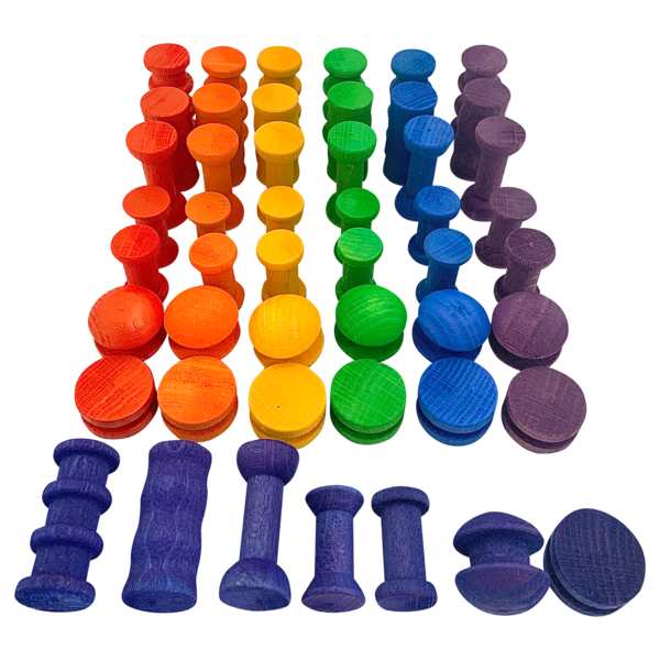 Papoose Toys Mini Rainbow Spools/49pc