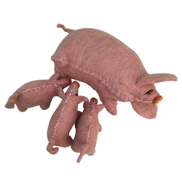 Papoose Toys Pig Mama + 3 Babies