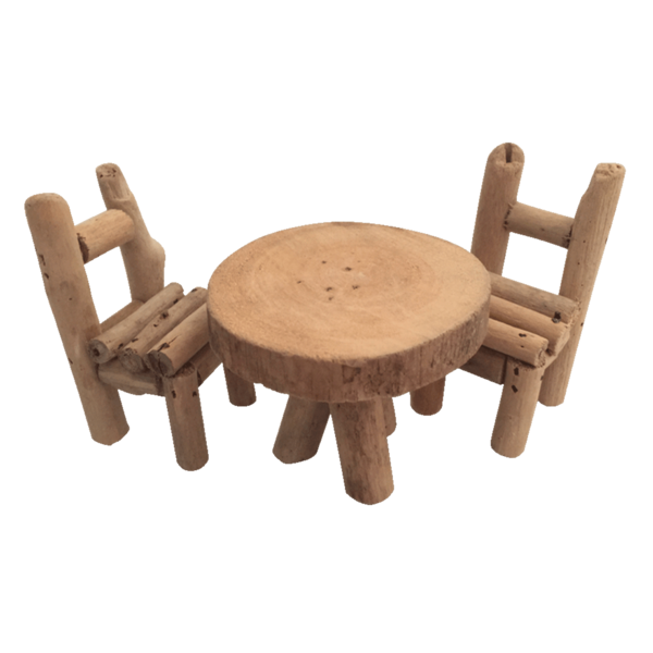 Papoose Toys Woodland Furniture/ 2chairs+ 1 table