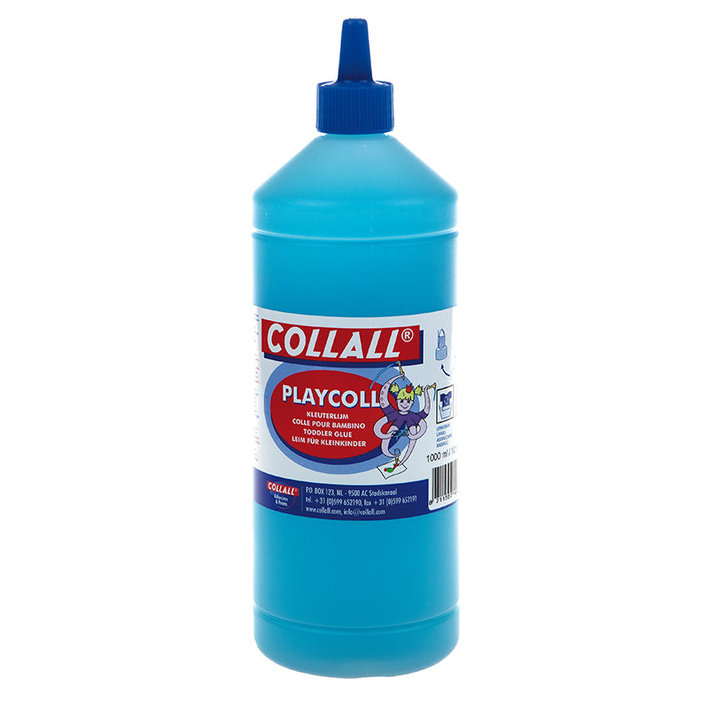 Playcoll - blauwe kinderlijm op waterbasis 1 liter - 1