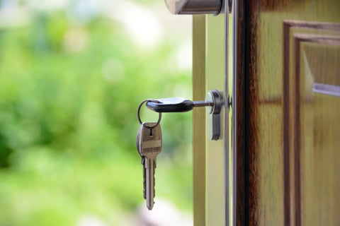 A front door with secure locks in the United Kingdom