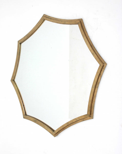 GOLD CURVED HEXAGON FRAME MIRROR