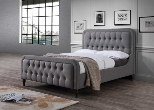 LIGHT GRAY FABRIC QUEEN BED