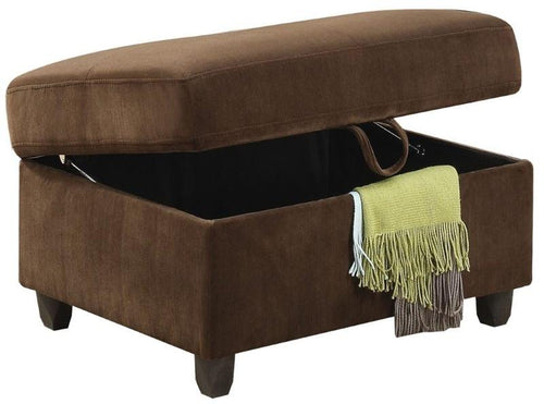 CHOCOLATE VELVET OTTOMAN WITH STORAGE