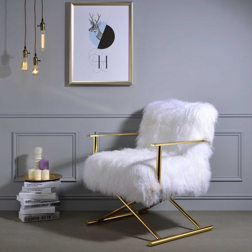 WOOL AND GOLD BRASS ACCENT CHAIR