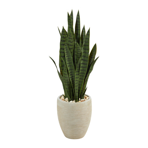 40” SANSEVIERIA ARTIFICIAL PLANT IN SAND COLORED PLANTER